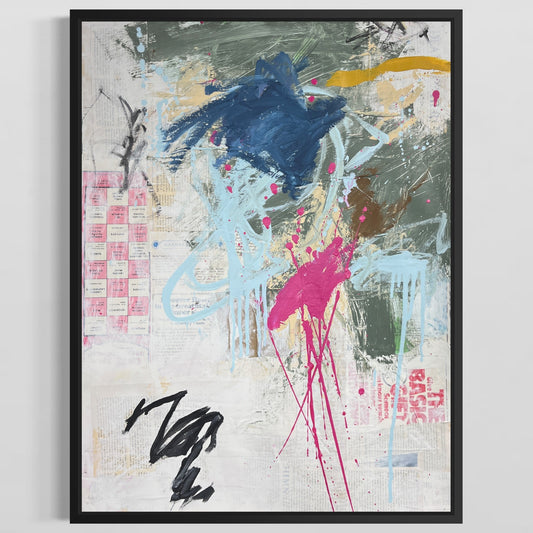 Original Mixed Media Abstract Modern Art Painting 18x24 "Ukeke" Signed