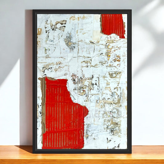 Original Framed Mixed Media Modern Art Collage Painting 12x18 "Quoin"