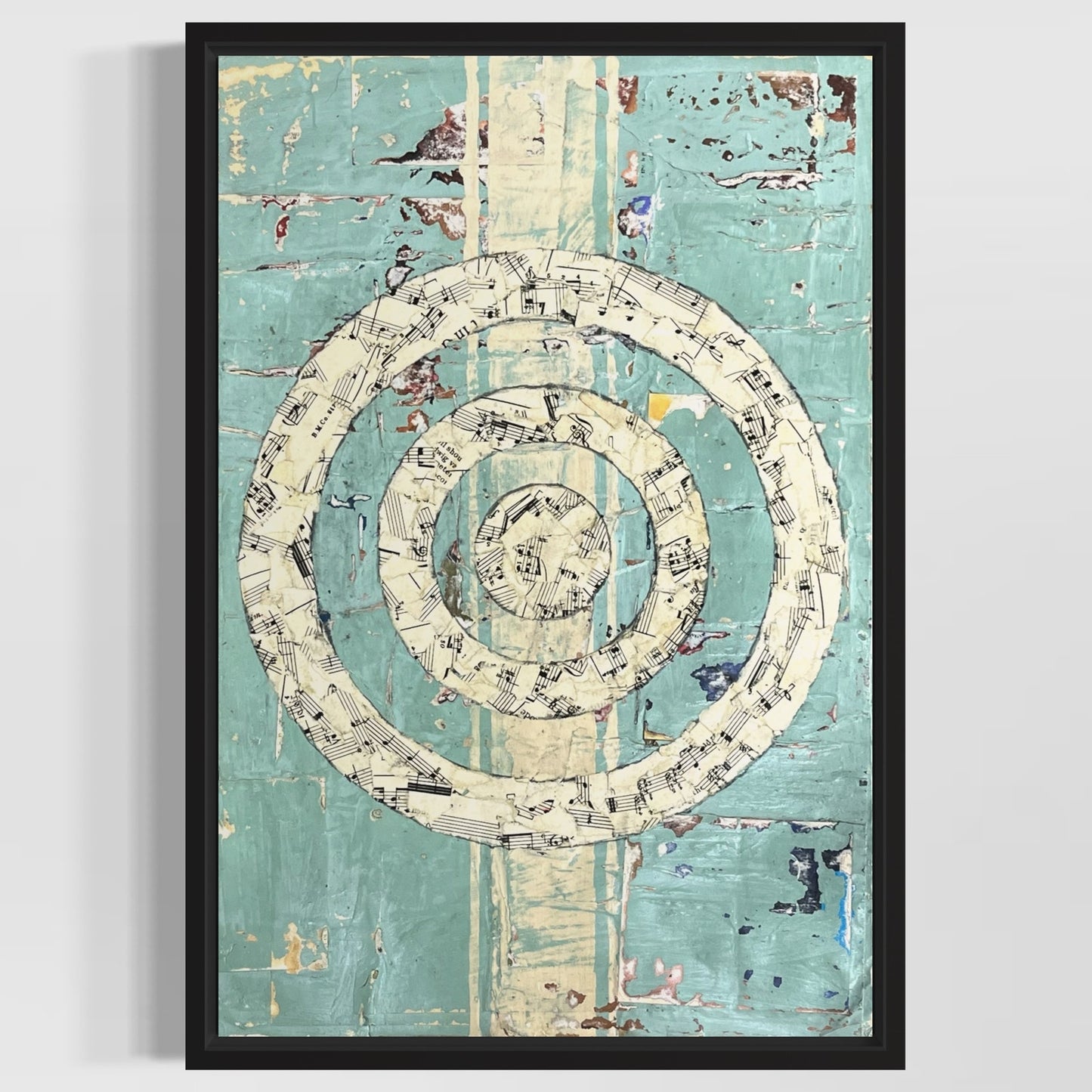 Original Framed Mixed Media Modern Art Collage Painting 12x18 "Ritual"