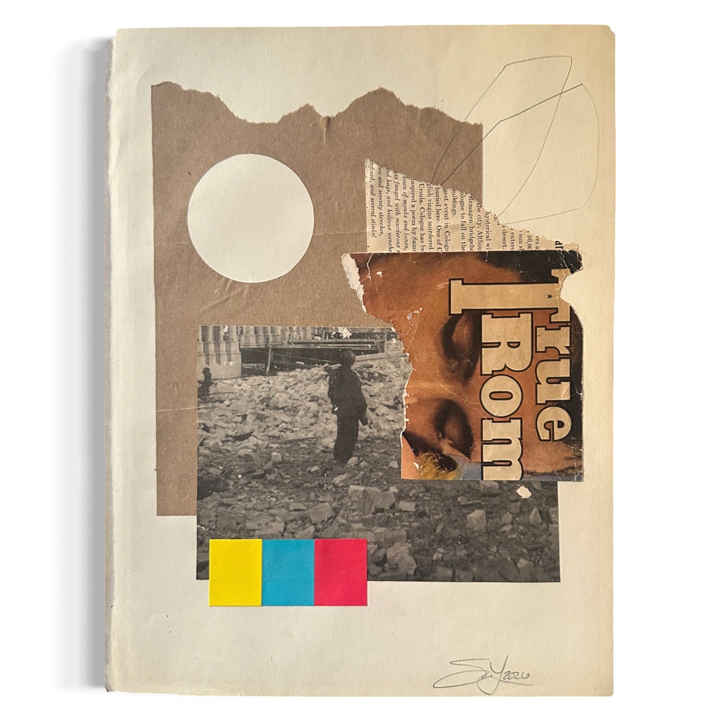 Original Mixed Media Modern Art Collage "Codon" 9.5x12.5" Signed