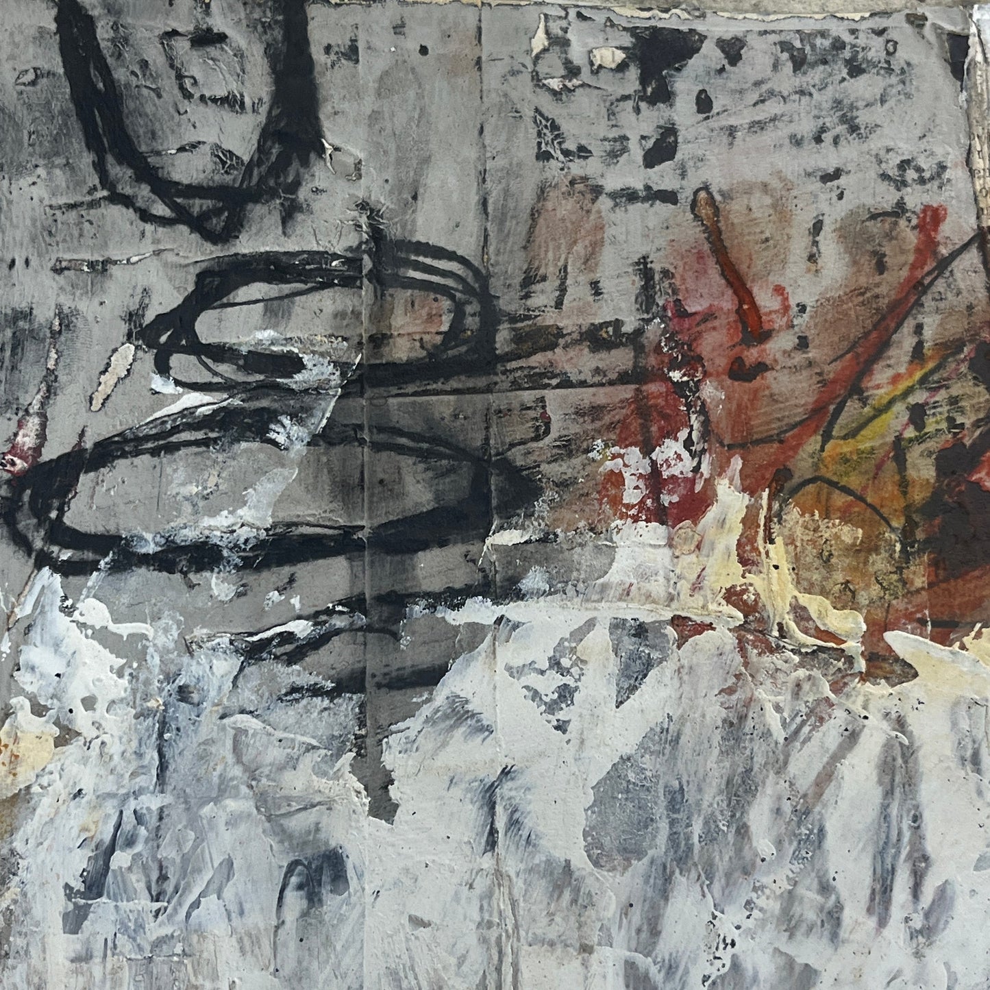 Original Grunge Minimalist Modern Art Collage Painting 8.5x11 "Eustacy" Signed