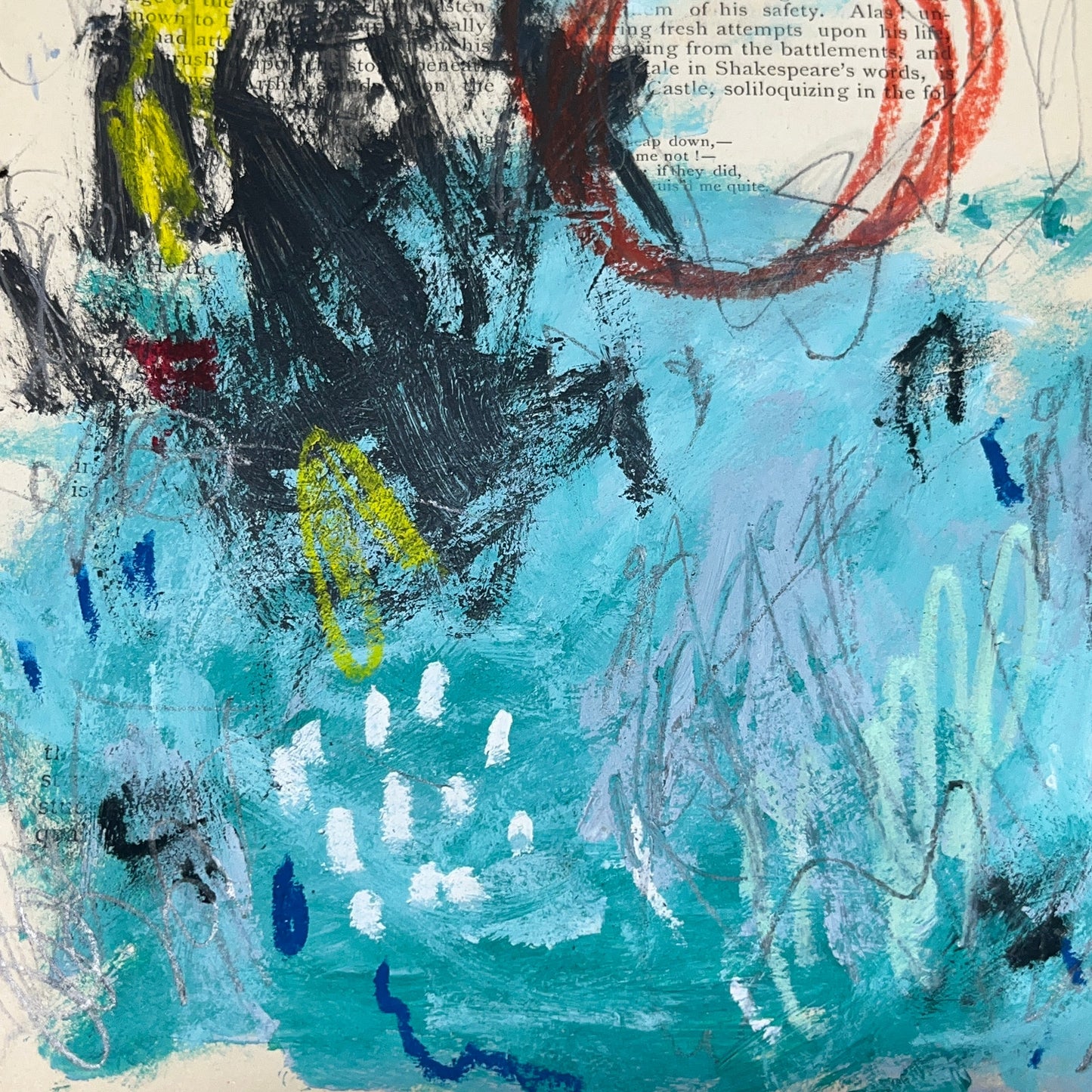 Original Abstract Modern Art Painting on Paper from 1875 Magazine #1 Signed