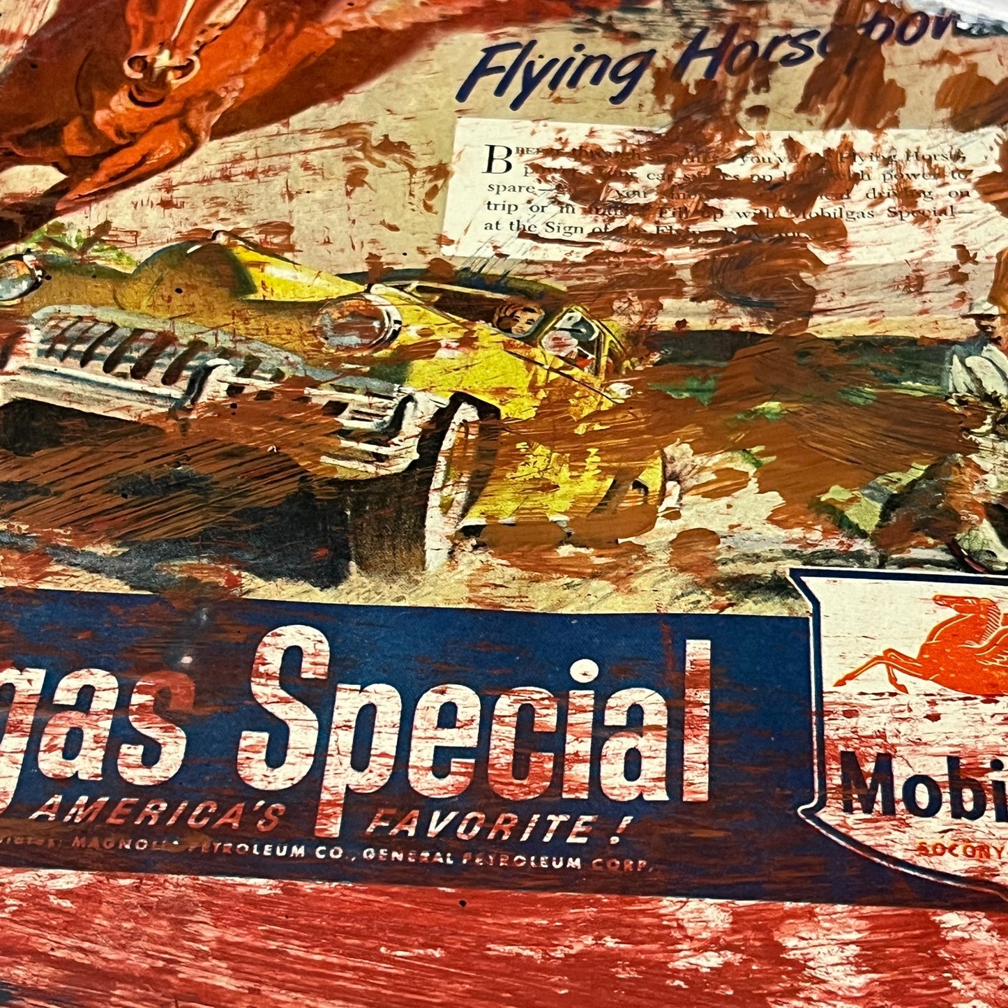 Original Mixed Media Abstract Art Painting 18x24 “Mobilgas Special" Signed