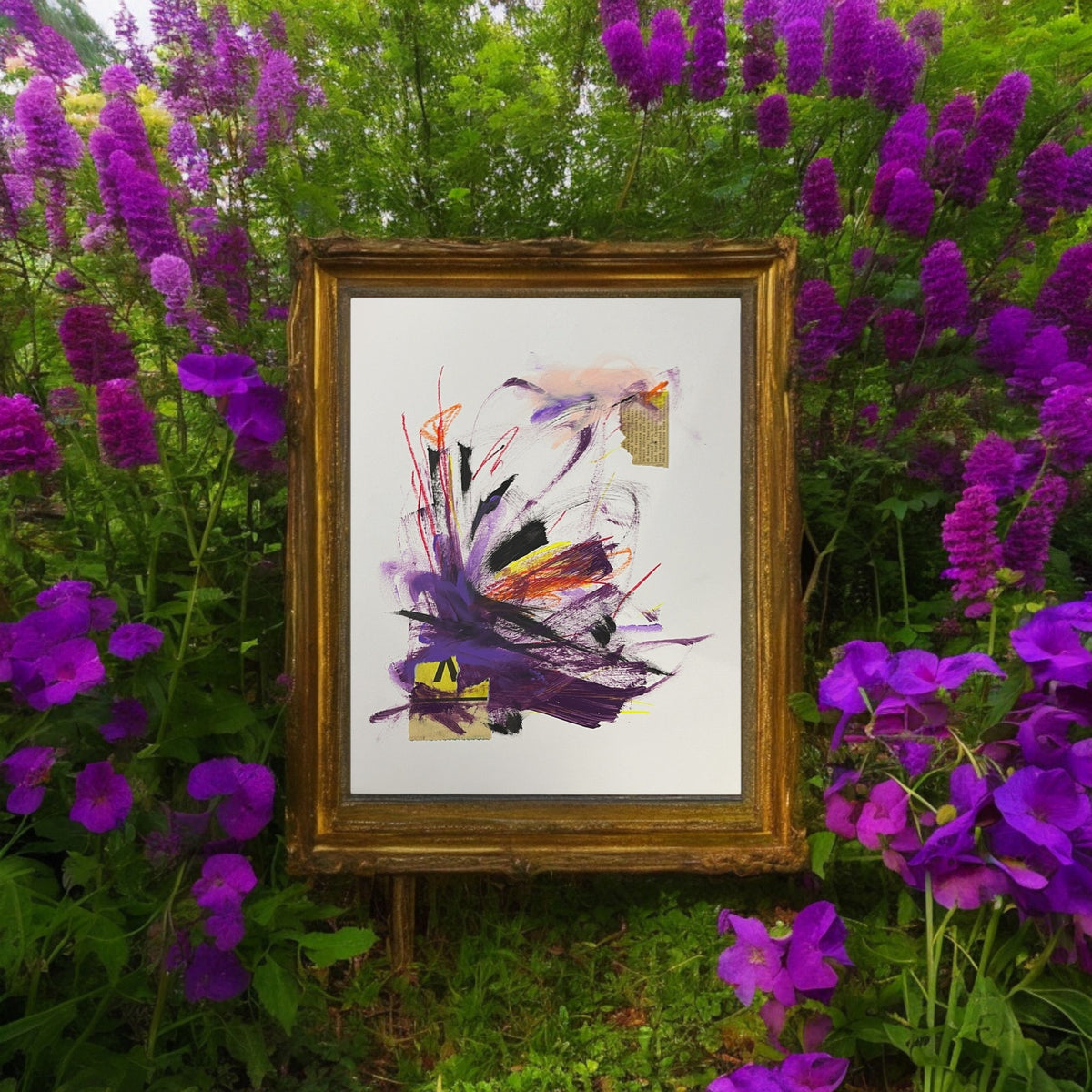 Original Mixed Media Abstract Art Painting 11x14 “Construct" Purple & Red