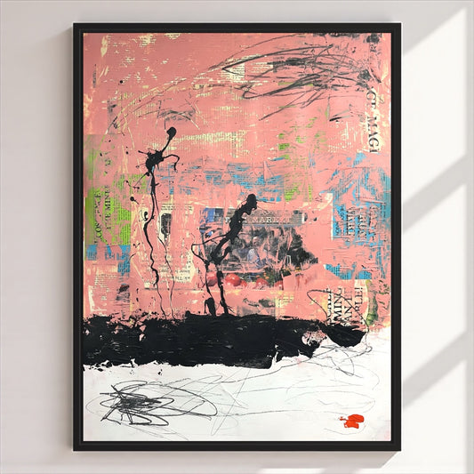 Original Mixed Media Abstract Modern Art Painting 18x24 "Postament" Signed