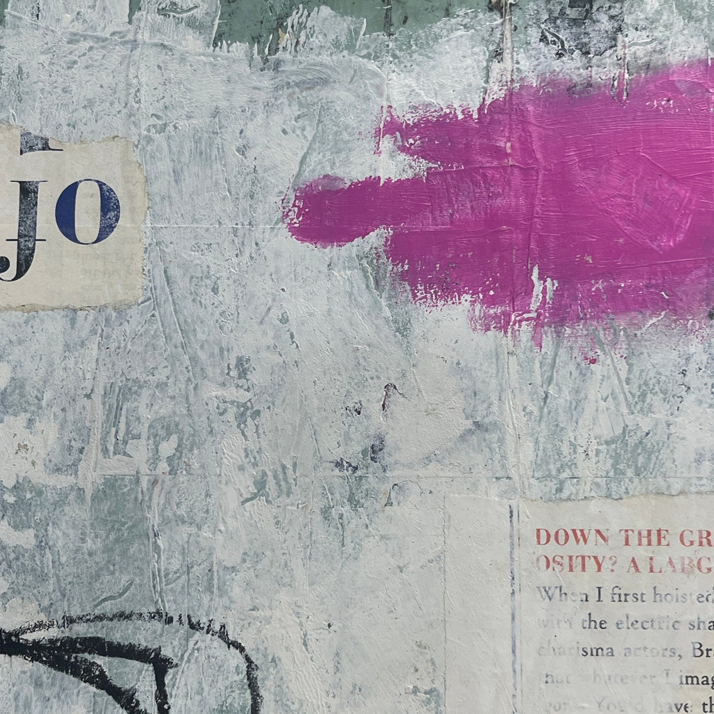 Original Grunge Minimalist Modern Art Collage Painting 8.5x11 "Rutidosis" Signed