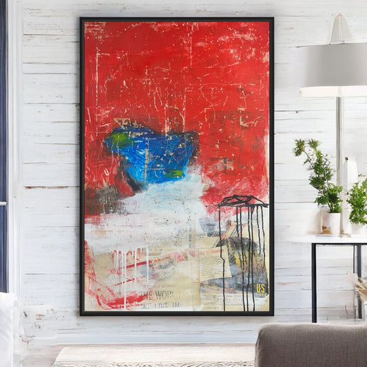 Original Mixed Media Abstract Modern Art Painting 24x36 "The World We Live In"