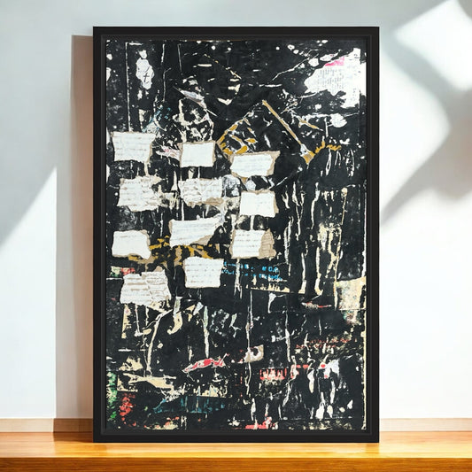 Original Framed Mixed Media Modern Art Collage Painting 12x18 "Pasquinian"