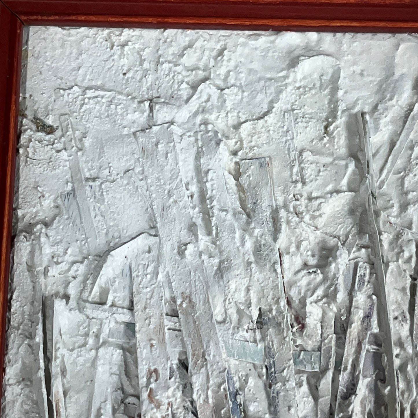 Original Framed Minimalist Abstract Art Painting Collage 6x10 "Vasculature #1"