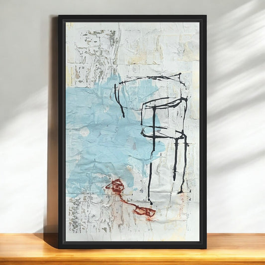 Original Framed Mixed Media Modern Art Collage Painting 12x18 "Bubble"