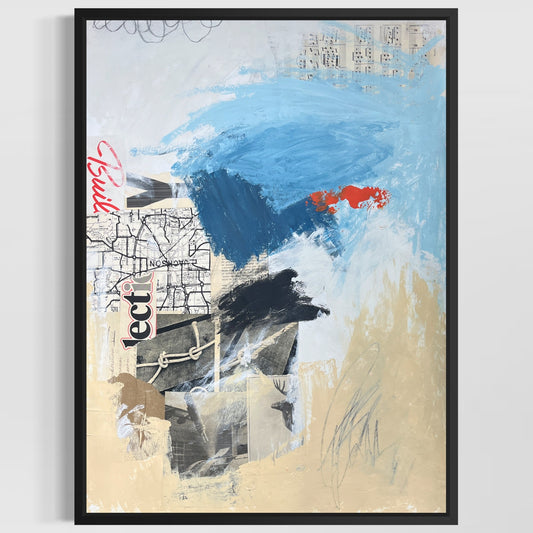 Original Mixed Media Abstract Modern Art Painting 18x24 "Métayage" Signed