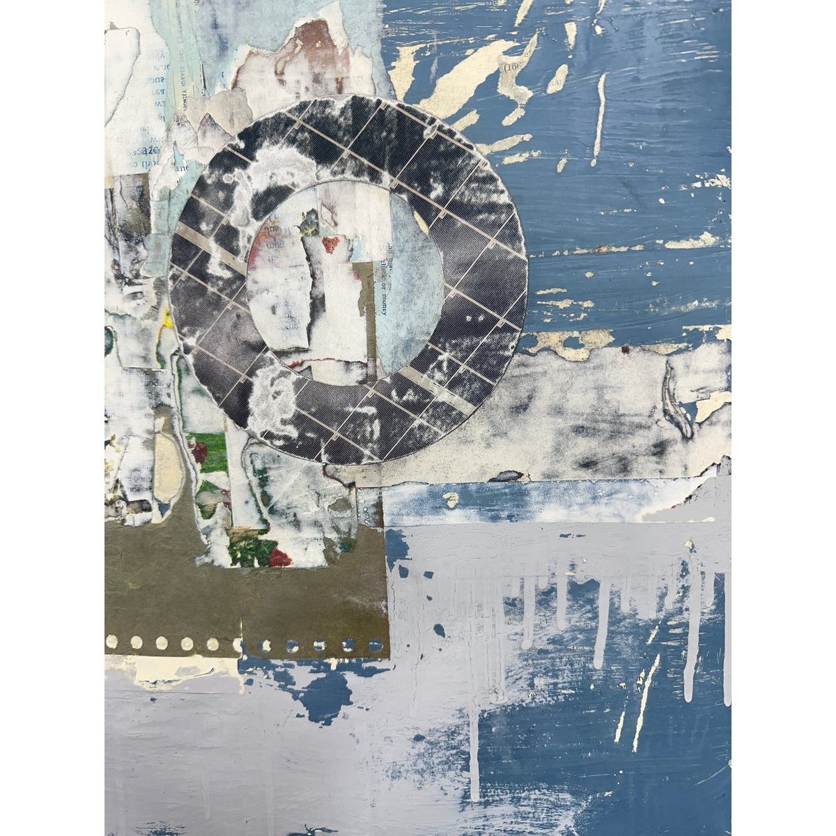 Original Mixed Media Modern Art Collage Painting 18x24 "Dormer" Signed