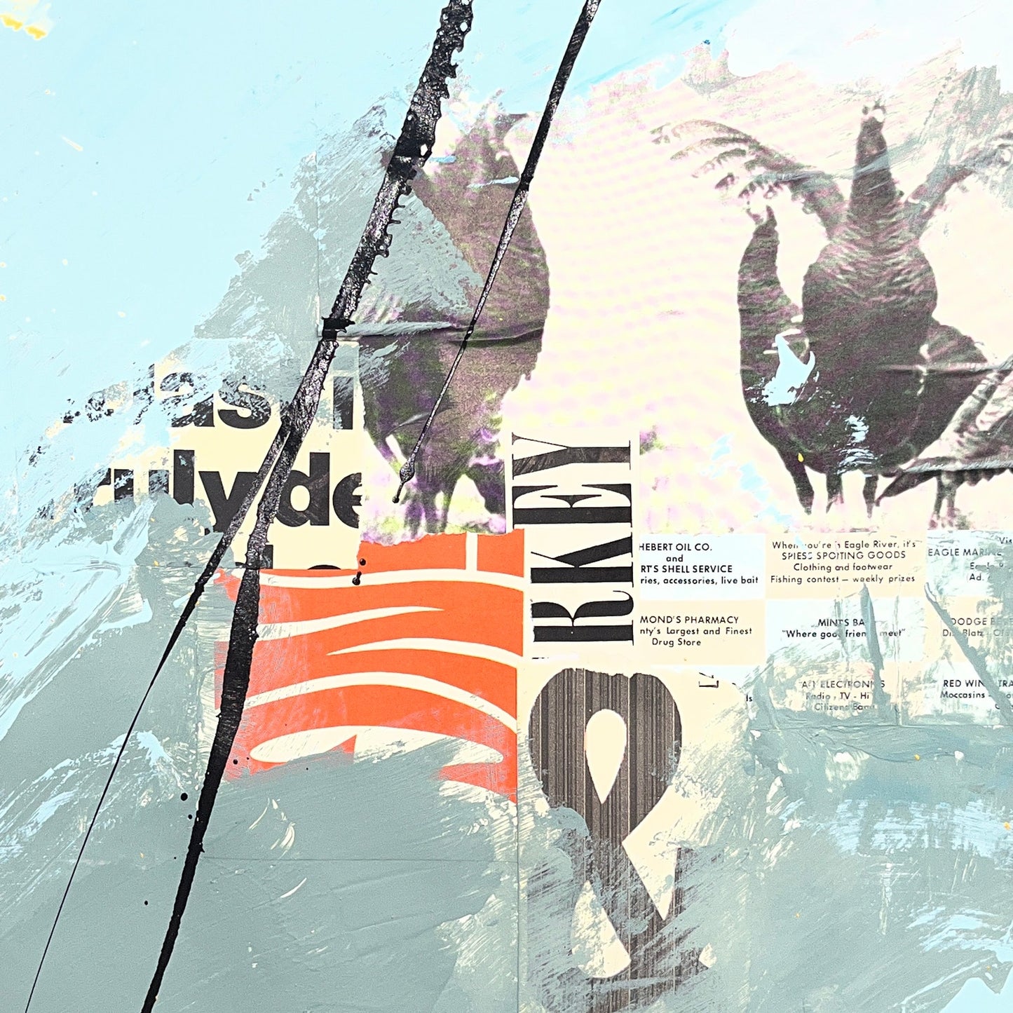 Original Mixed Media Abstract Modern Art Painting 18x24 "Billingsgate" Signed