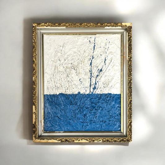 Original Framed Minimalist Abstract Art Painting Collage 17x20 "Potamology"