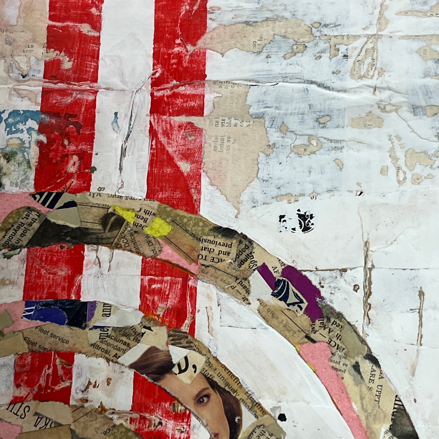 Original Framed Mixed Media Modern Art Collage Painting 12x18 "Rodeo"