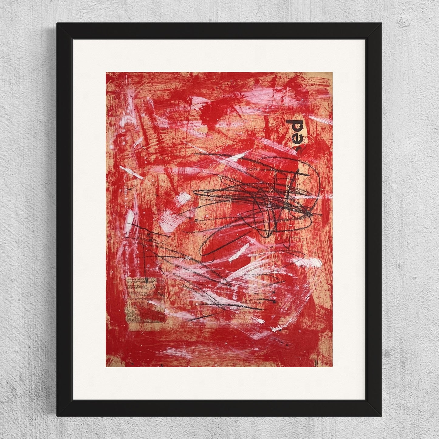 Original Mixed Media Abstract Art Painting "Inhibition" On 1800s Atlas Page