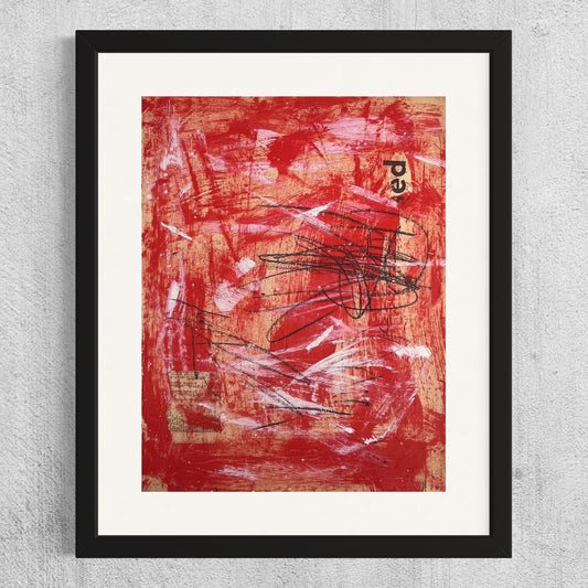 Original Mixed Media Abstract Art Painting "Inhibition" On 1800s Atlas Page