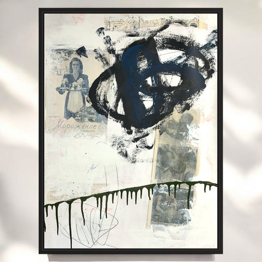 Original Mixed Media Abstract Modern Art Painting 18x24 "Prescind" Signed