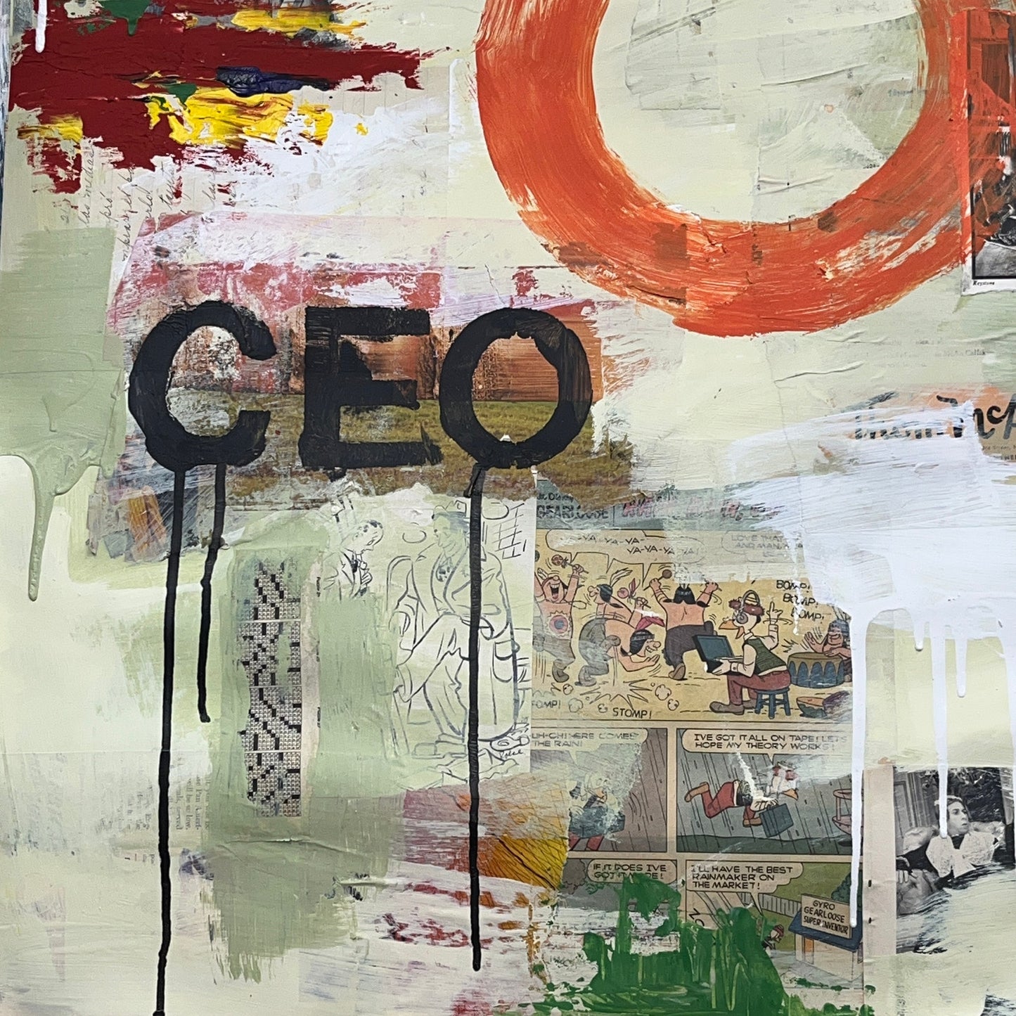 Original Mixed Media Abstract Modern Art Painting 24x36 "CEO" Signed