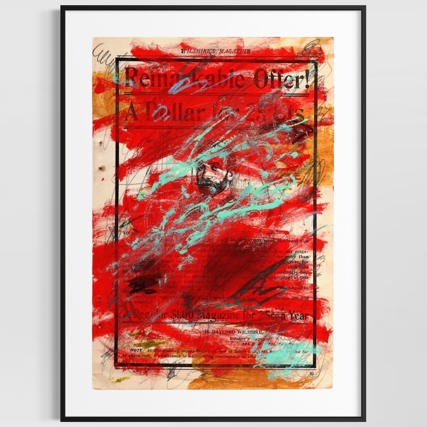 Original Abstract Modern Art Painting on Paper from 1902 Magazine #14 Signed