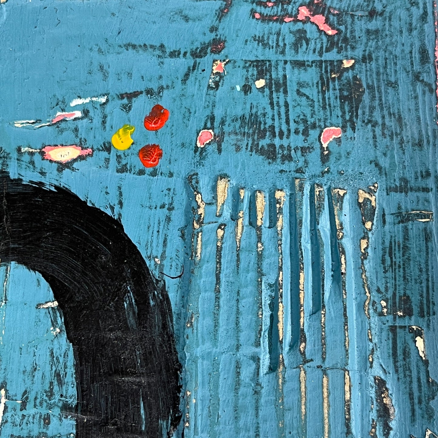 Original Grunge Minimalist Modern Art Collage Painting 8.5x11 "Mabsoot" Signed