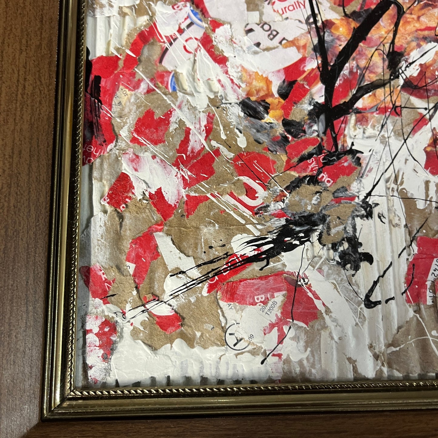 Original Framed Mixed Media Collage 10x12 "Great Value Chewy Granola Bar Box"