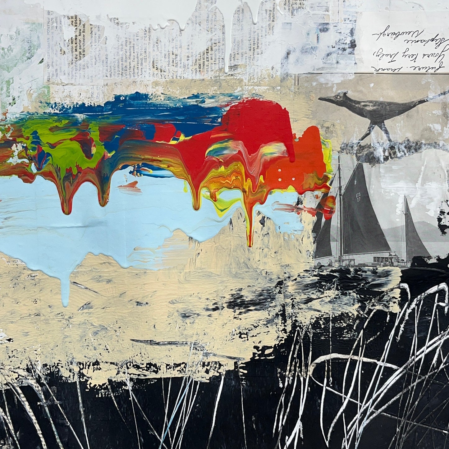 Original Mixed Media Abstract Modern Art Painting 18x24 "Tofore" Signed