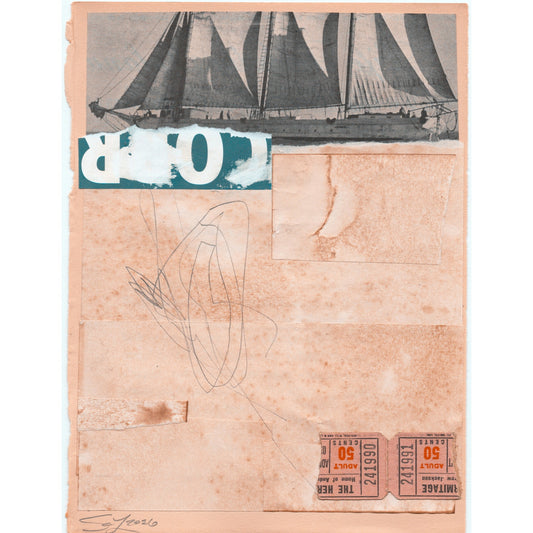 Original Mixed Media Modern Art Collage "Crotaline" 5.75x7.5" Signed