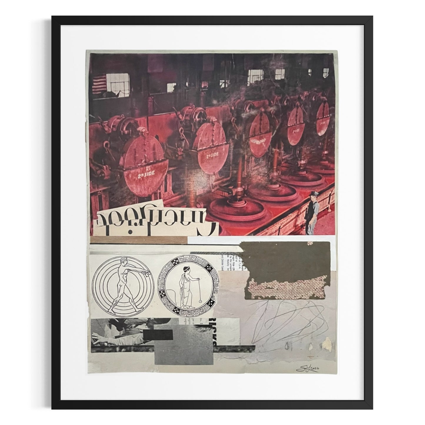 Original Mixed Media Modern Art Collage "Tromometer" 10x13" Signed