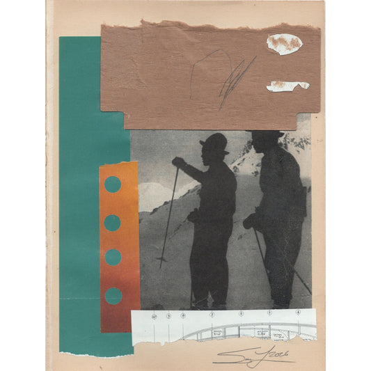 Original Mixed Media Modern Art Collage "Opsigamy" 5.75x7.5" Signed