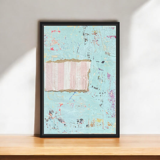 Original Framed Mixed Media Modern Art Collage Painting 12x18 "Peppermint Stick"