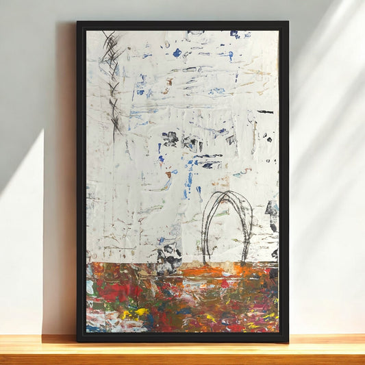 Original Framed Minimalist Modern Art Collage Painting 12x18 "Covinous"