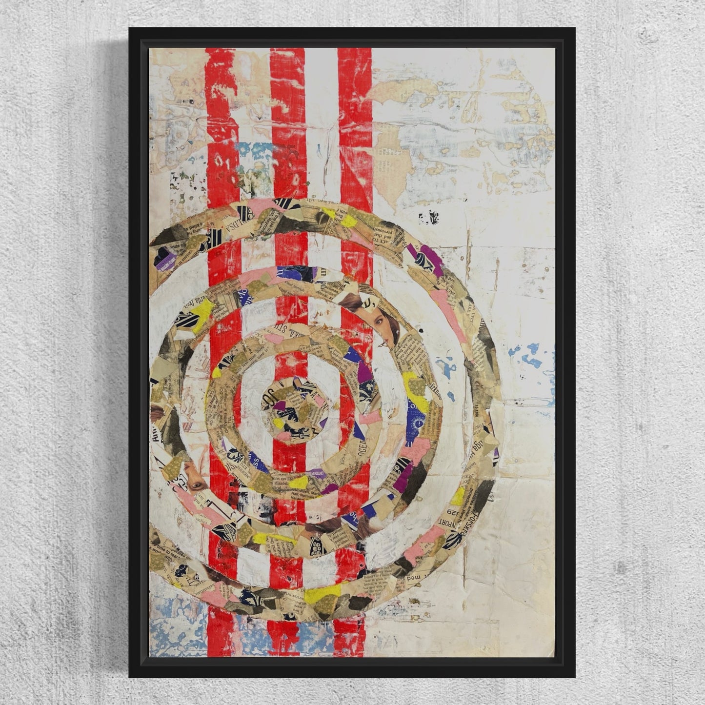 Original Framed Mixed Media Modern Art Collage Painting 12x18 "Rodeo"