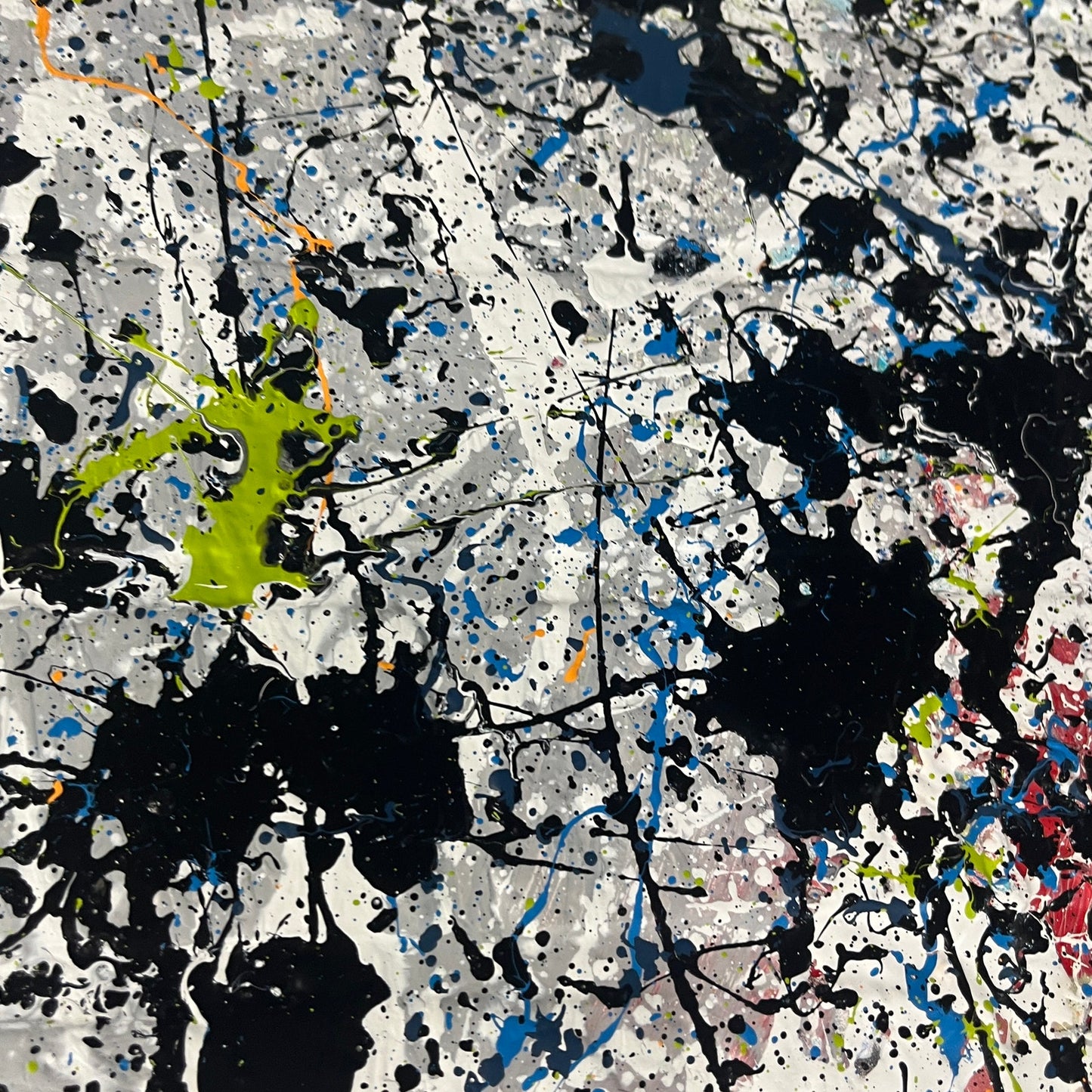 Original Huge Abstract Art Painting 48x48" 4ft On Faux Brick “Acid Rhythm”