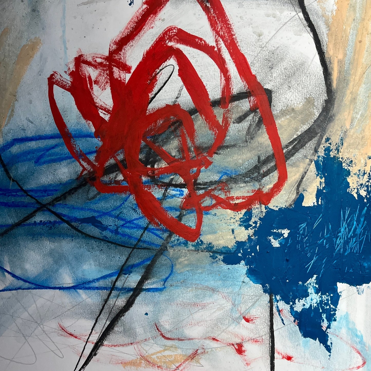 Original Mixed Media Abstract Modern Art Painting 18x24 "Xoanon" Signed