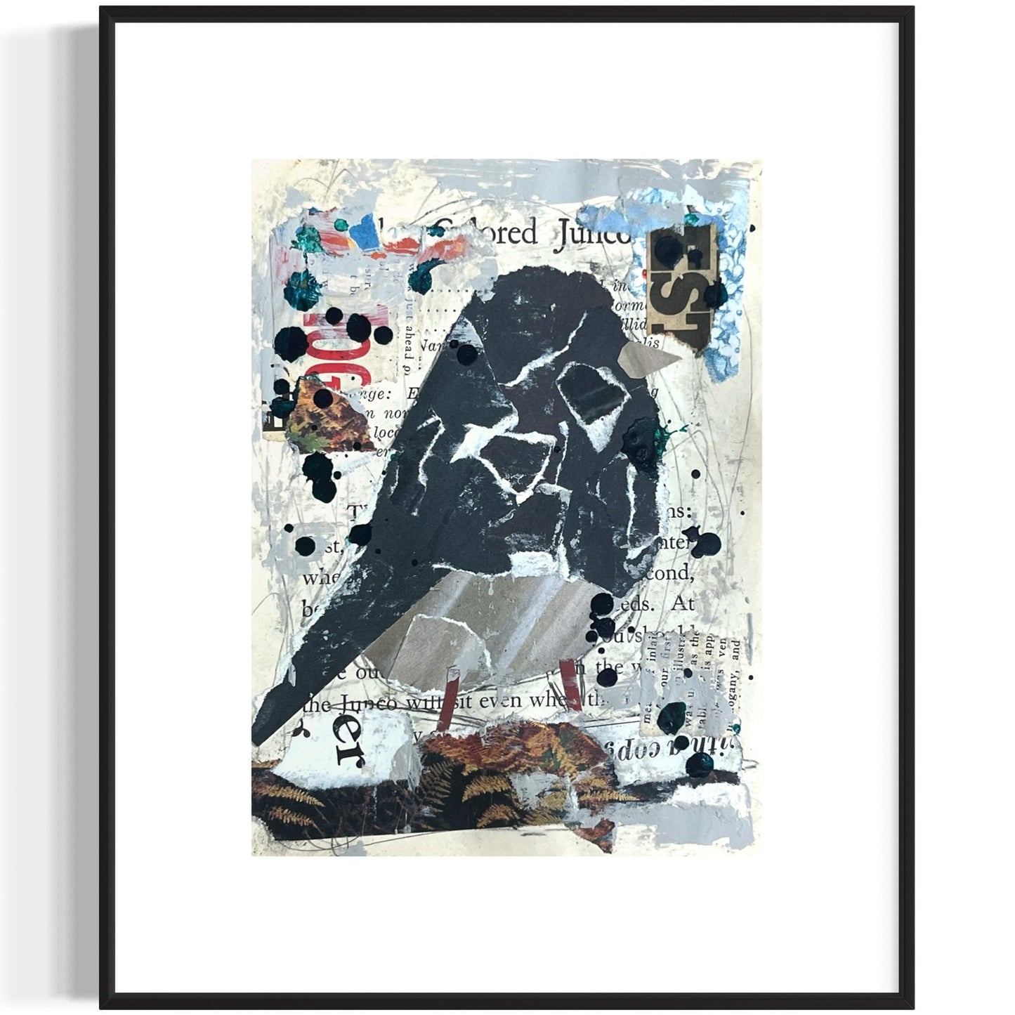 Original Abstract Modern Art Bird Painting "Slate-Colored Junco" Signed