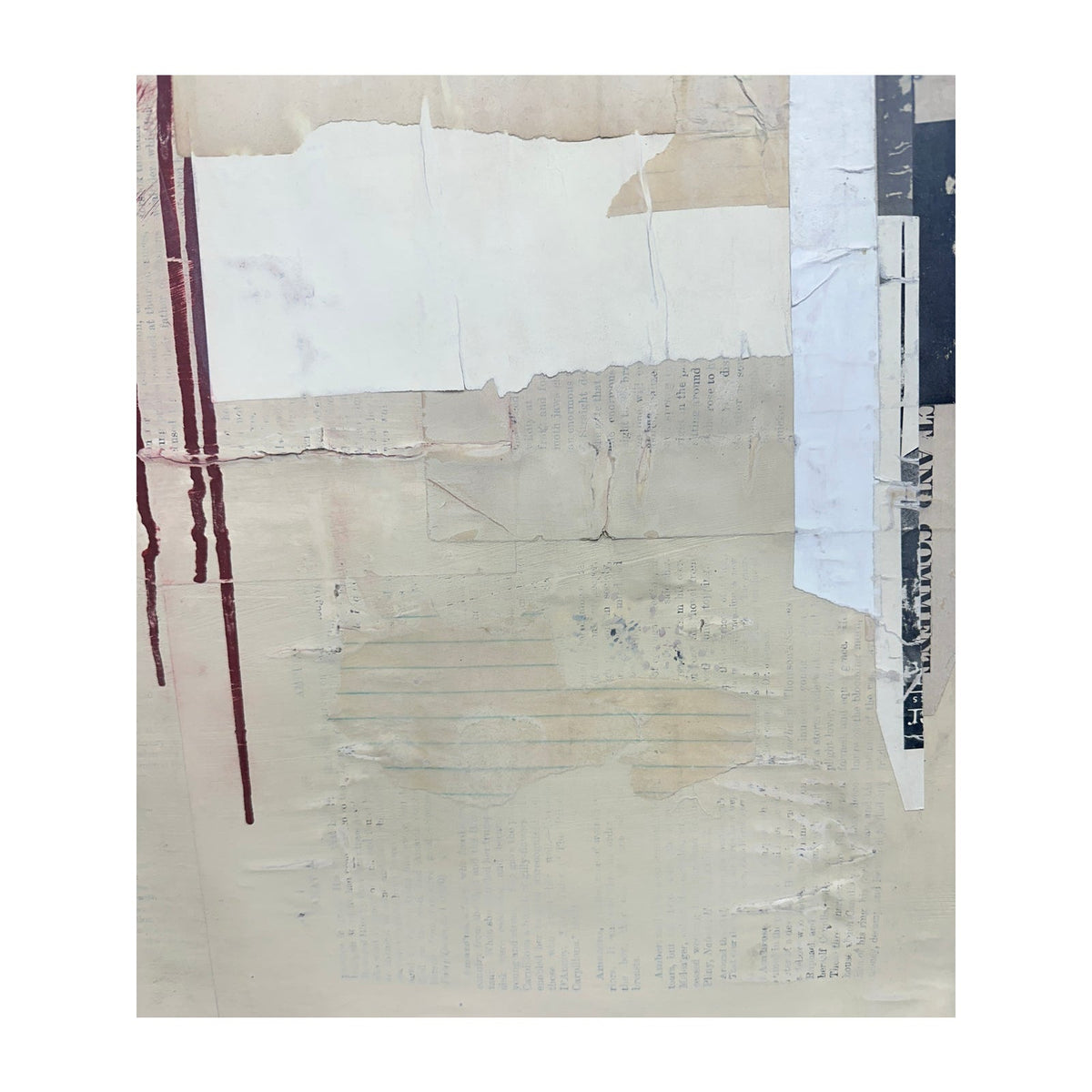 Original Mixed Media Modern Art Collage Painting 18x24 "Wimple" Signed