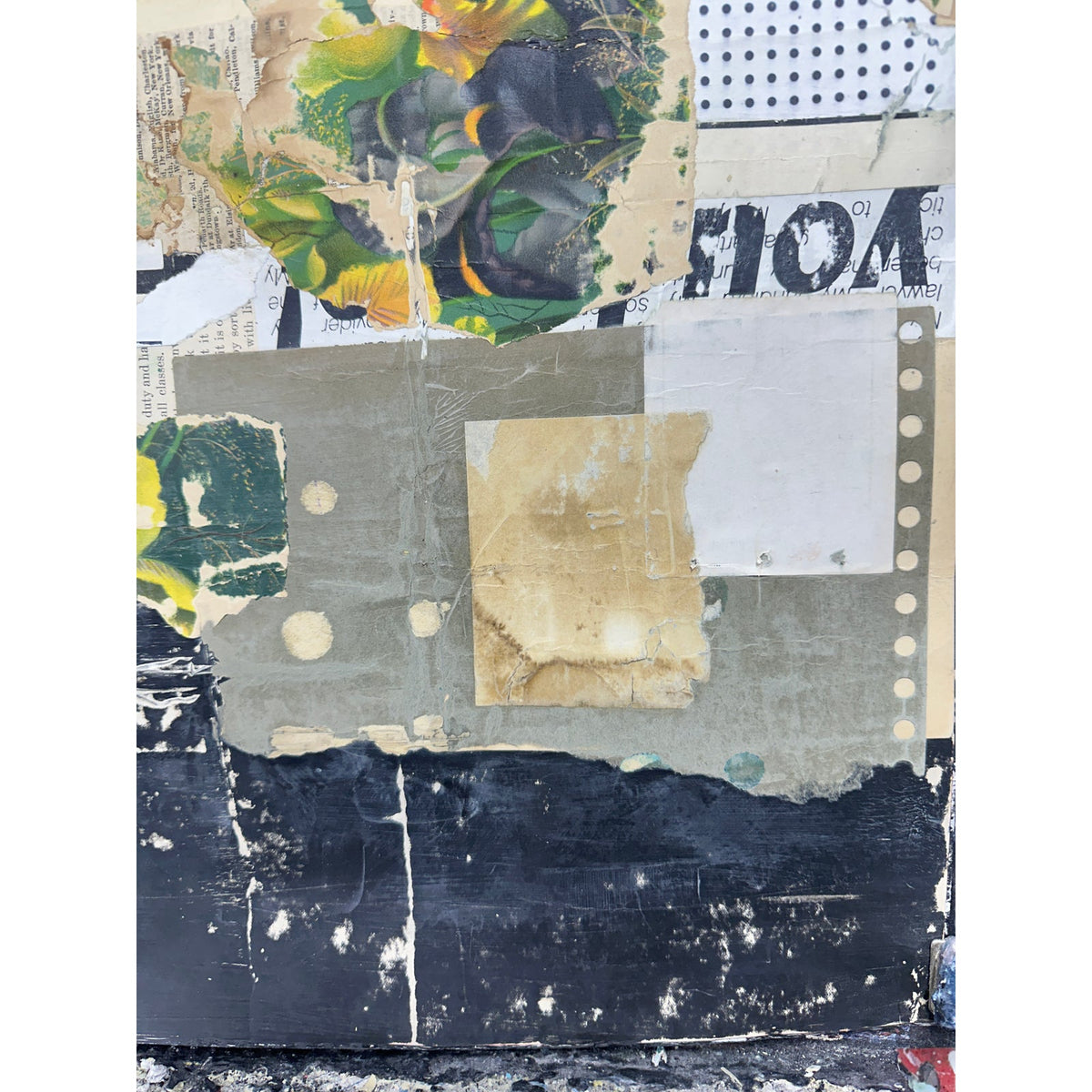 Original Mixed Media Modern Art Collage Painting 18x24 "Cimier" Signed