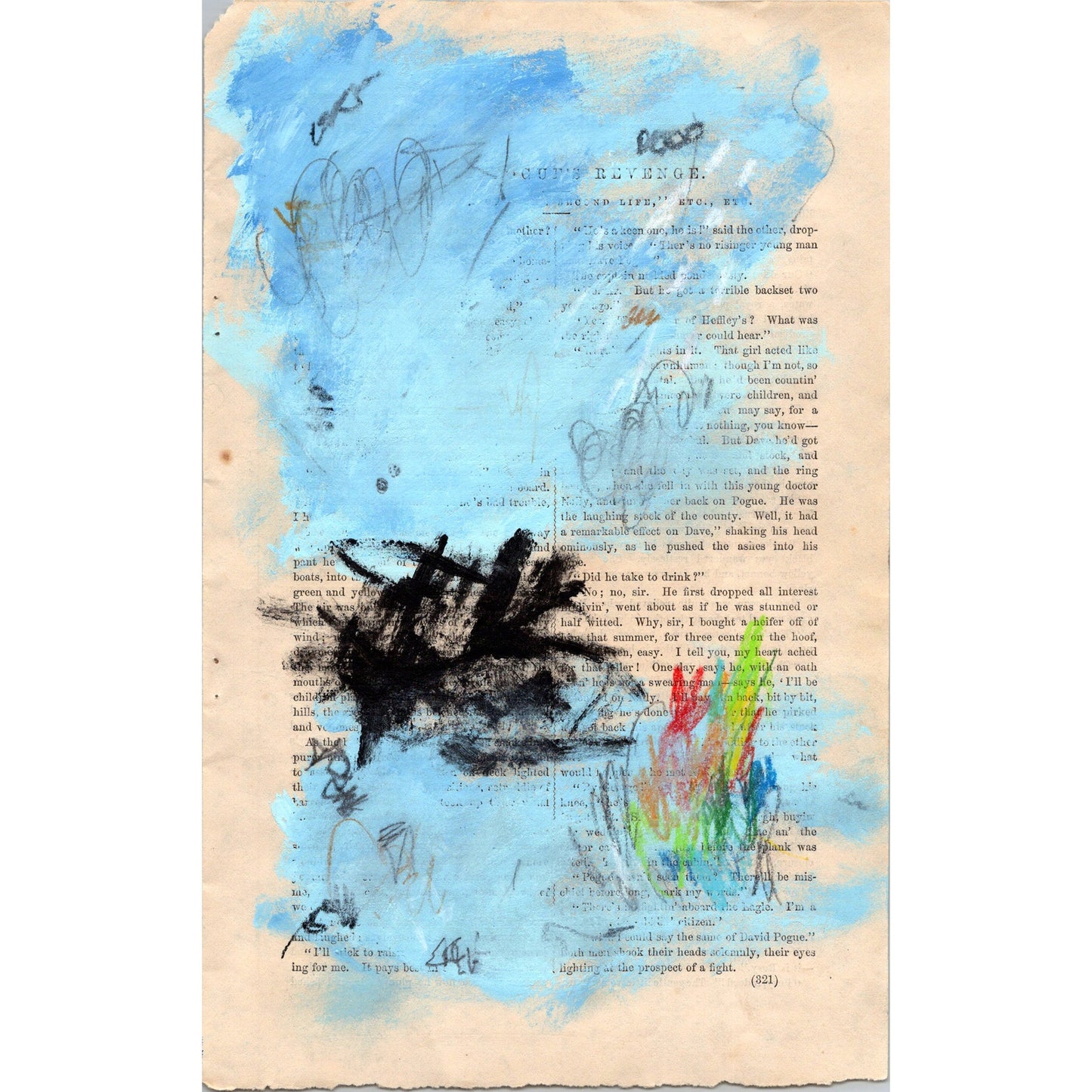Original Abstract Modern Art Painting on Paper from 1878 Magazine #10 Signed