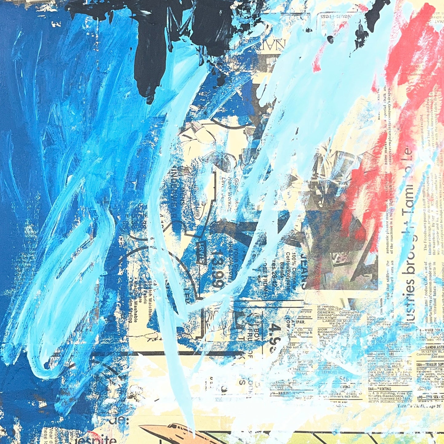 Original Mixed Media Abstract Modern Art Painting 18x24 "Mesocracy" Signed