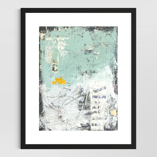 Original Grunge Minimalist Modern Art Collage Painting 8.5x11 "Logogriph" Signed