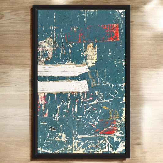Original Framed Mixed Media Modern Art Collage Painting 12x18 "Lavadero"