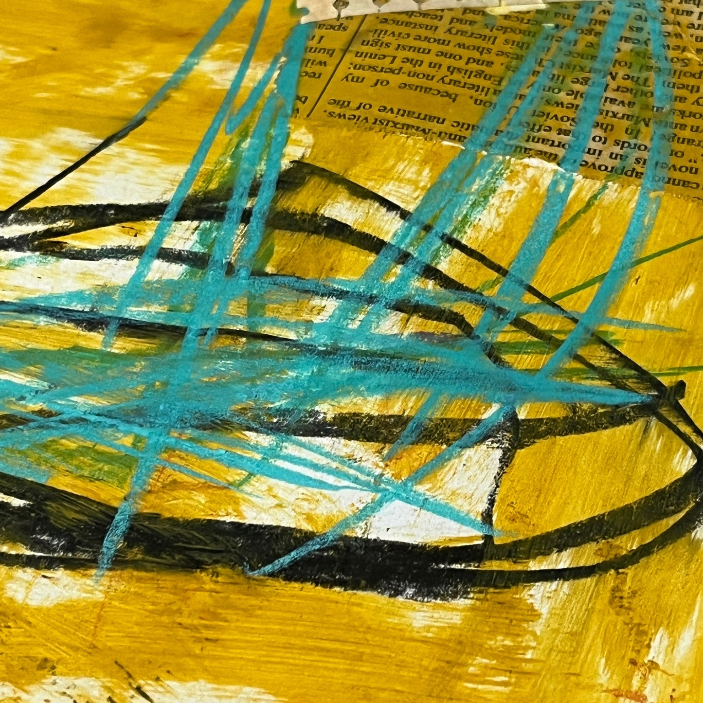 Original Mixed Media Abstract Art Painting 18x24 “Boat Race" Signed