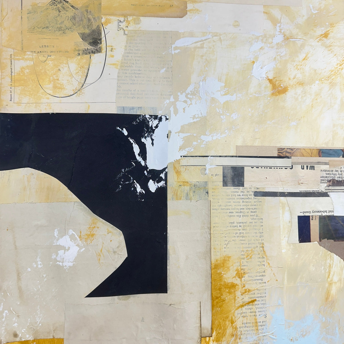 Original Mixed Media Modern Art Collage Painting 18x24 "Monopsony" Signed