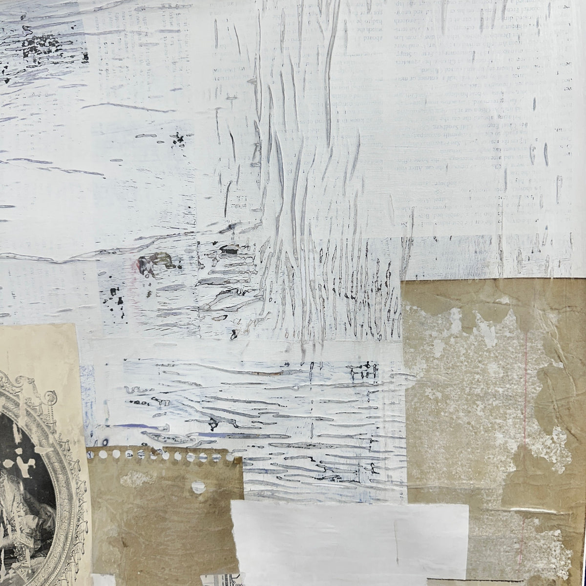Original Mixed Media Modern Art Collage Painting 18x24 "Tranche" Signed