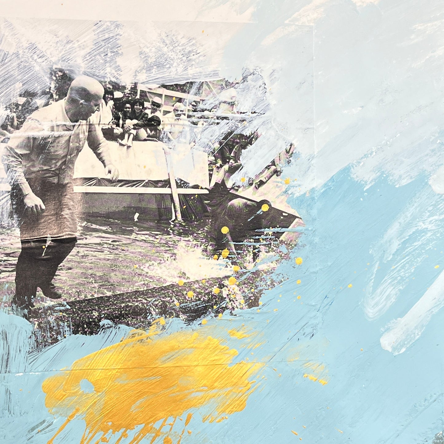 Original Mixed Media Abstract Modern Art Painting 18x24 "Billingsgate" Signed