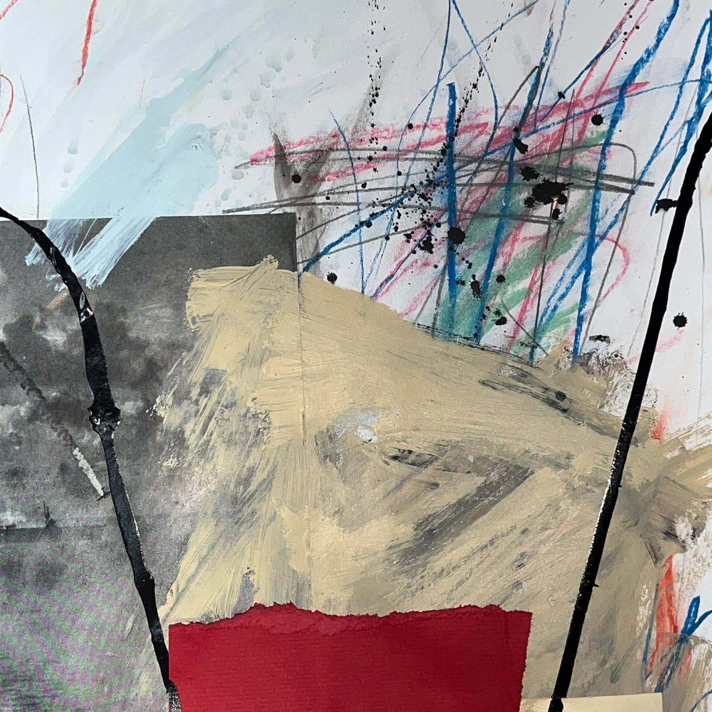 Original Mixed Media Abstract Modern Art Painting 18x24 "Tranchet" Signed