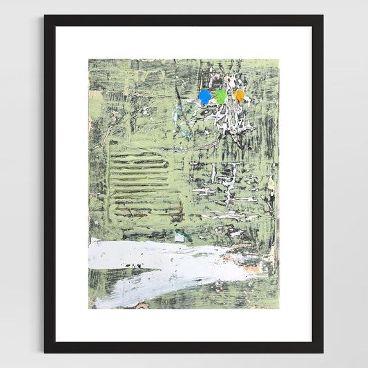 Original Grunge Minimalist Modern Art Collage Painting 8.5x11 "Propitiate" Signed