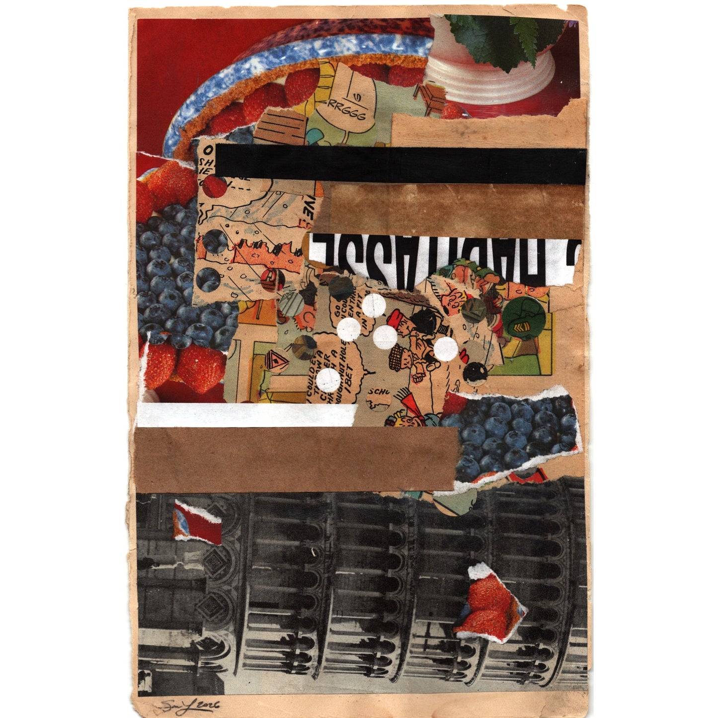 Original Mixed Media Modern Art Collage "Soricident" 6.25x10" Signed