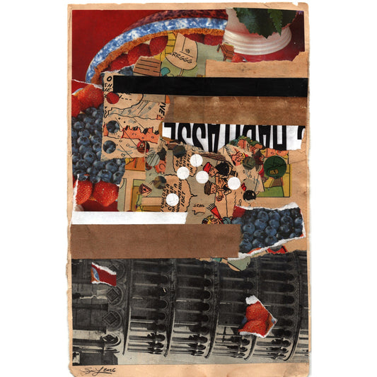 Original Mixed Media Modern Art Collage "Soricident" 6.25x10" Signed